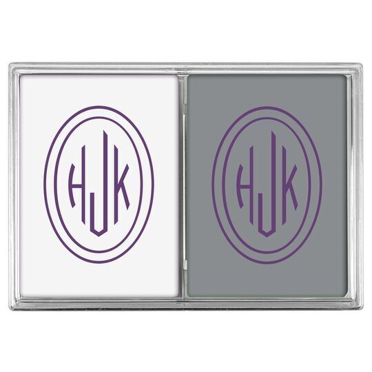Outline Shaped Oval Monogram Double Deck Playing Cards